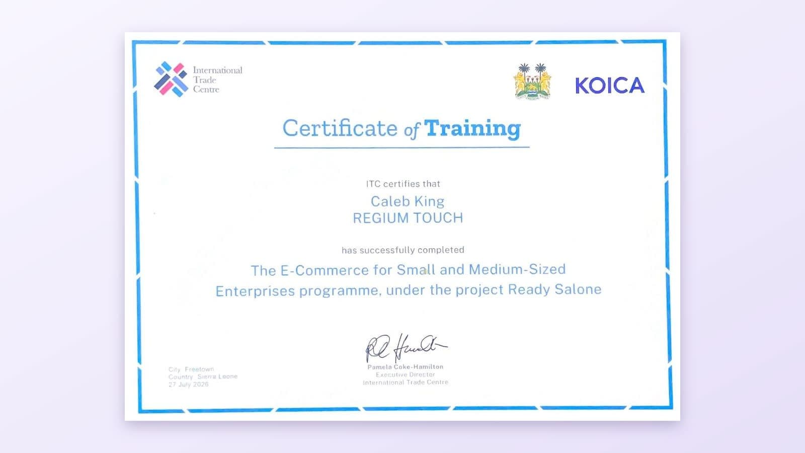 Regium Touch Completes ITC's E-Commerce Programme